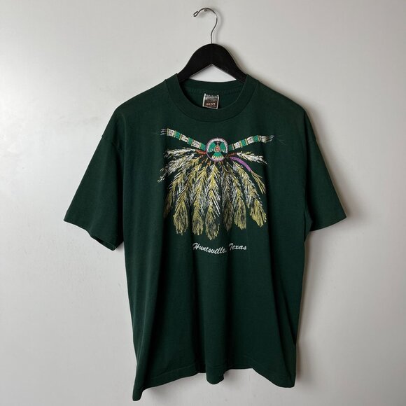 90s Huntsville Texas Native Design Shirt L Forest Green USA Vintage Tee - Picture 11 of 16